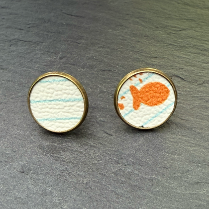 Goldfish Circle Stud Earrings