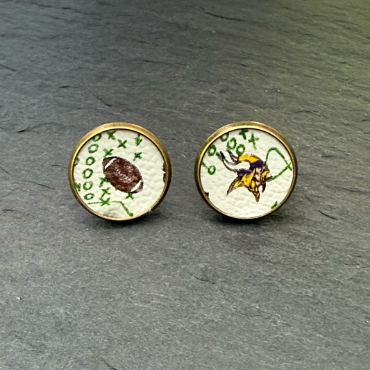 Vikings on White Circle Stud Earrings