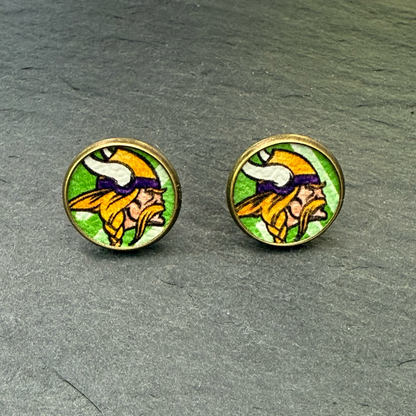 Vikings on Field Circle Stud Earrings