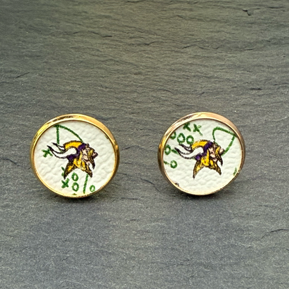 Vikings on White Circle Stud Earrings