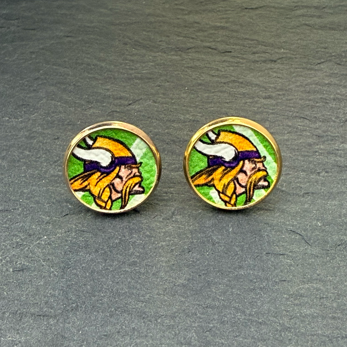Vikings on Field Circle Stud Earrings