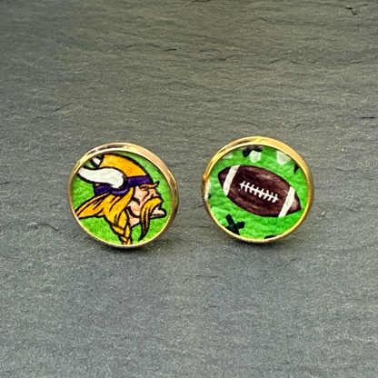Vikings on Field Circle Stud Earrings