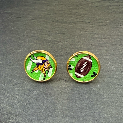 Vikings on Field Circle Stud Earrings