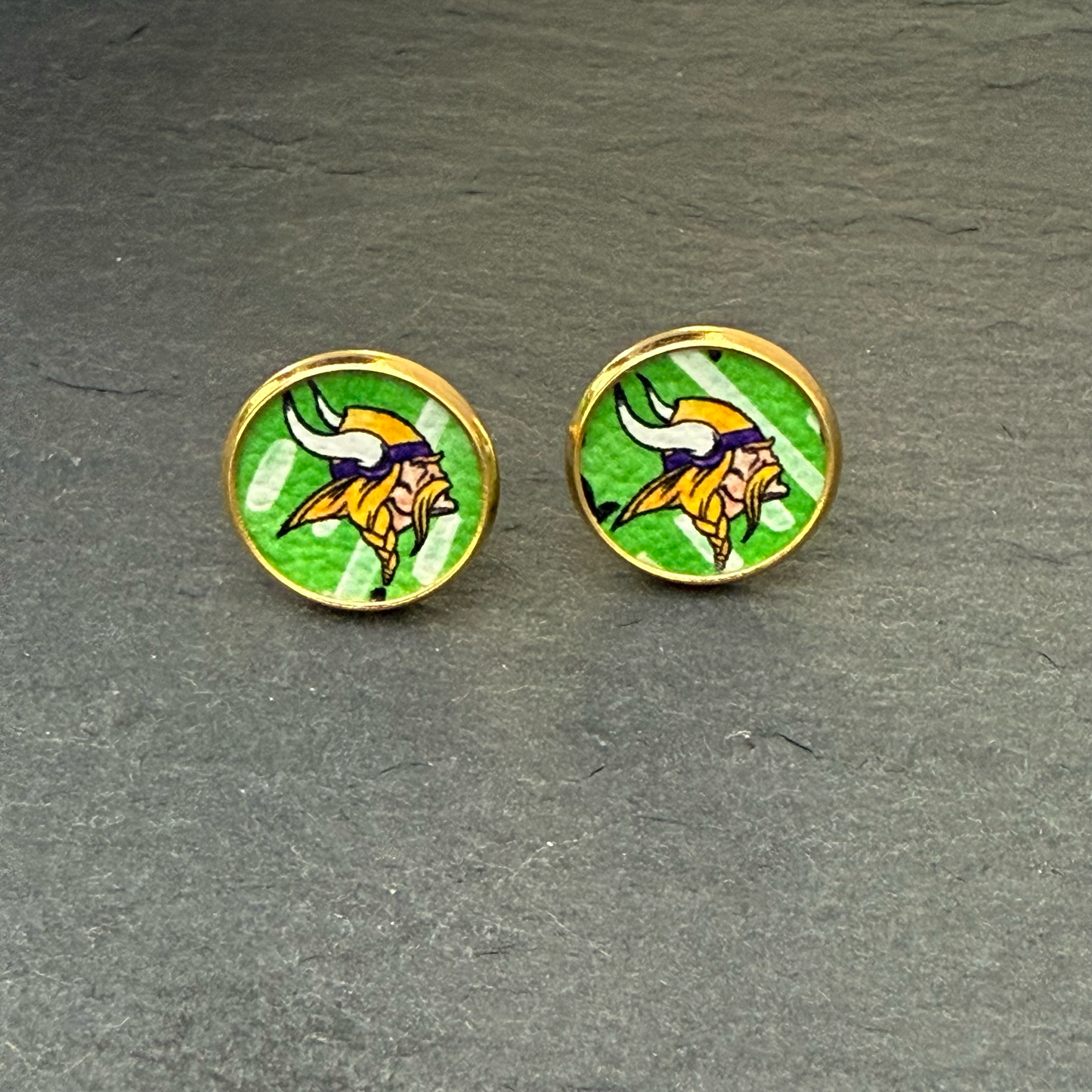 Vikings on Field Circle Stud Earrings