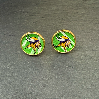 Vikings on Field Circle Stud Earrings