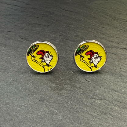 Green Eggs & Ham Circle Stud Earrings