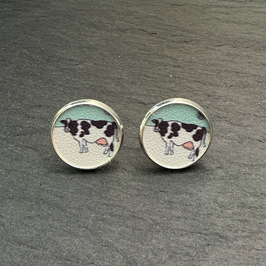 Cow Circle Stud Earrings