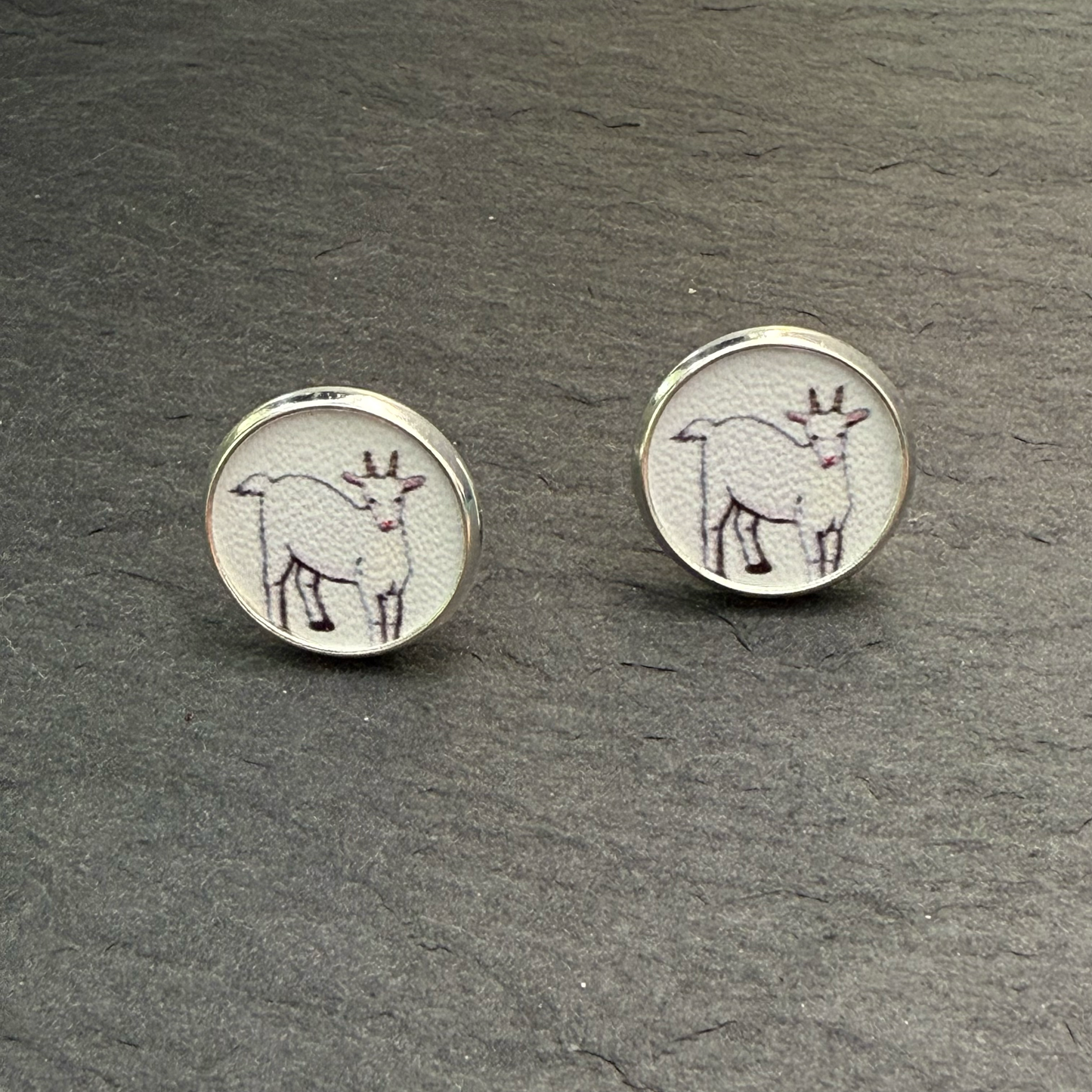 Goat Circle Stud Earrings