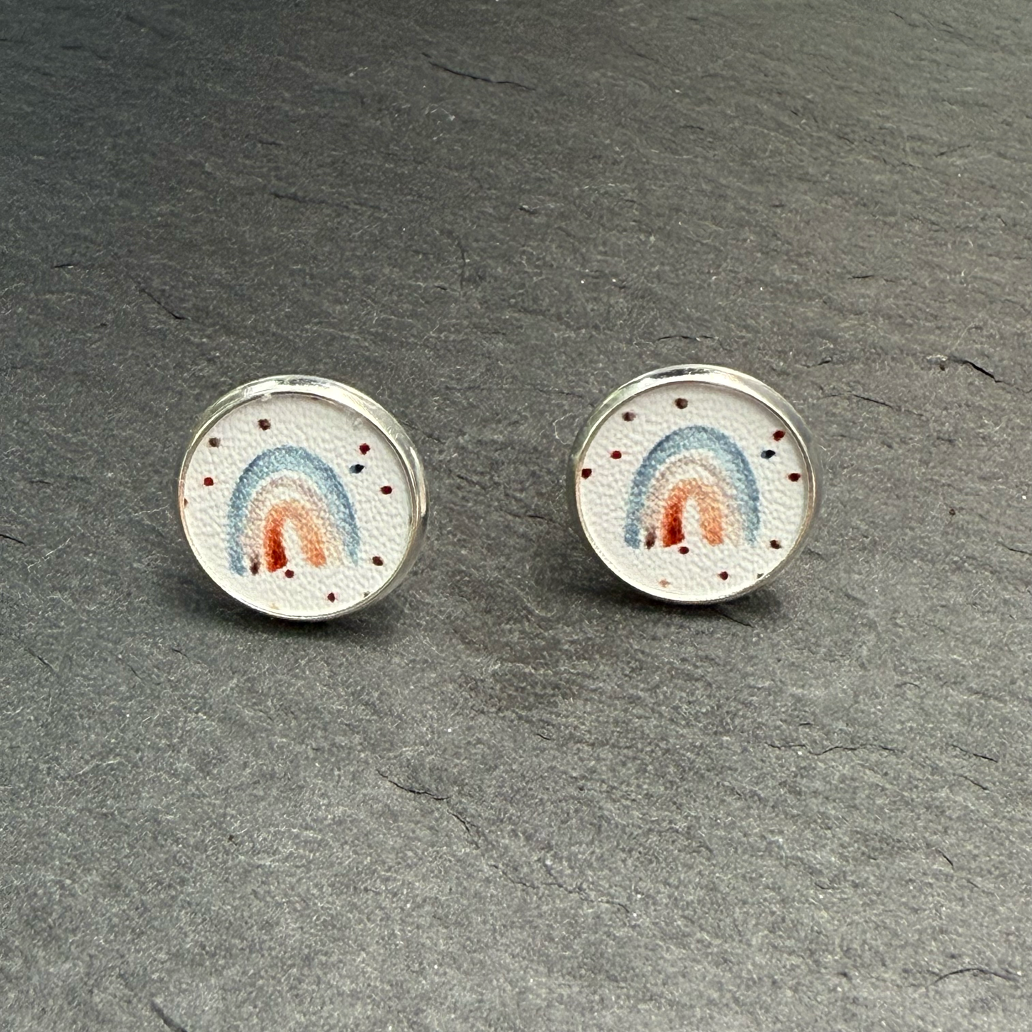 Rainbow Circle Stud Earrings