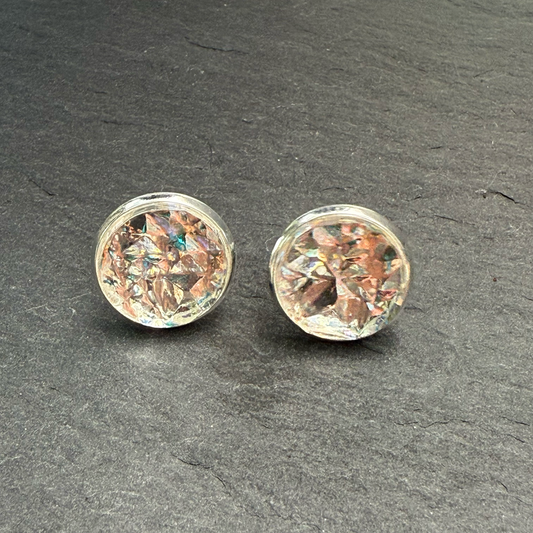Champagne Shimmer Acrylic Circle Stud Earrings