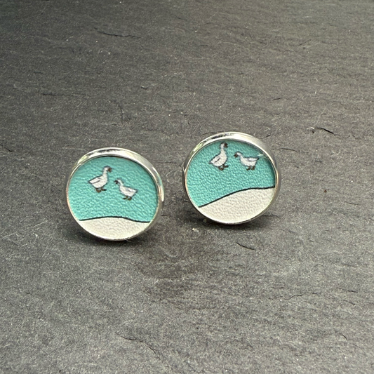 Duck Pond Circle Stud Earrings
