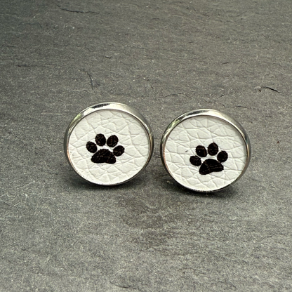 Pawprint Circle Stud Earrings