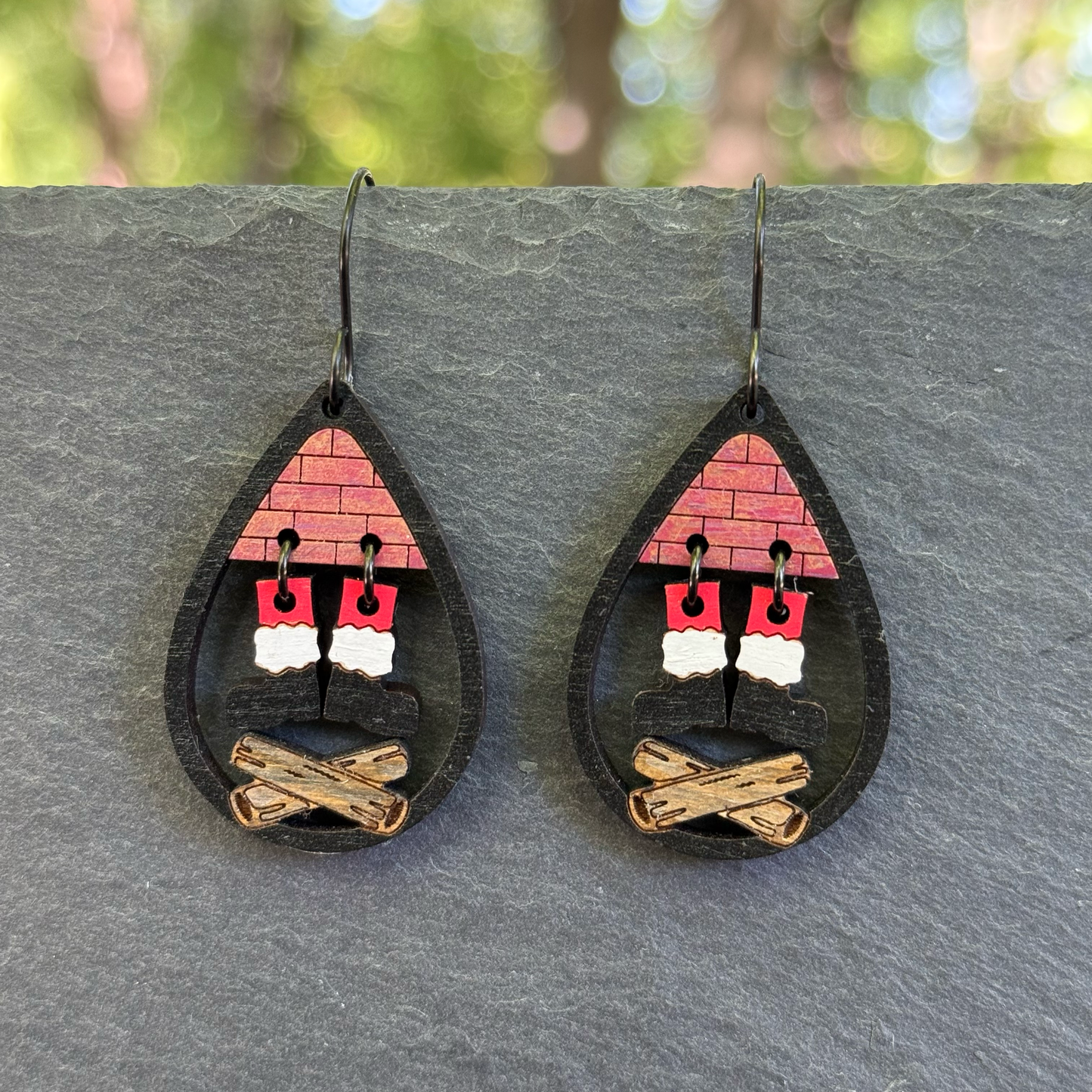 Santa's Boots in the Chimney Drop Dangle Earrings