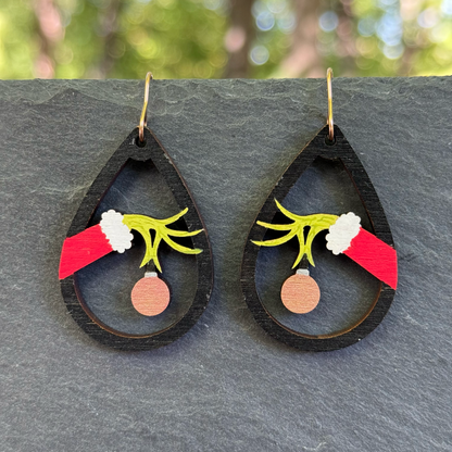 Grinch Hand Drop Dangle Earrings