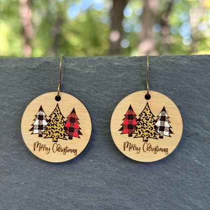 Trio of Trees Circle Drop Dangle Earrings