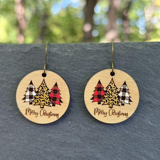 Trio of Trees Circle Drop Dangle Earrings