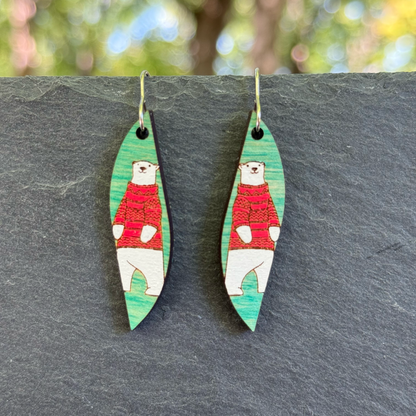 Polar Bear Drop Dangle Earrings