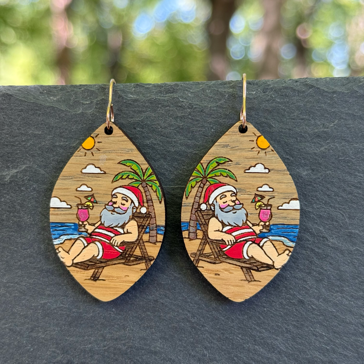 Beach Santa Drop Dangle Earrings