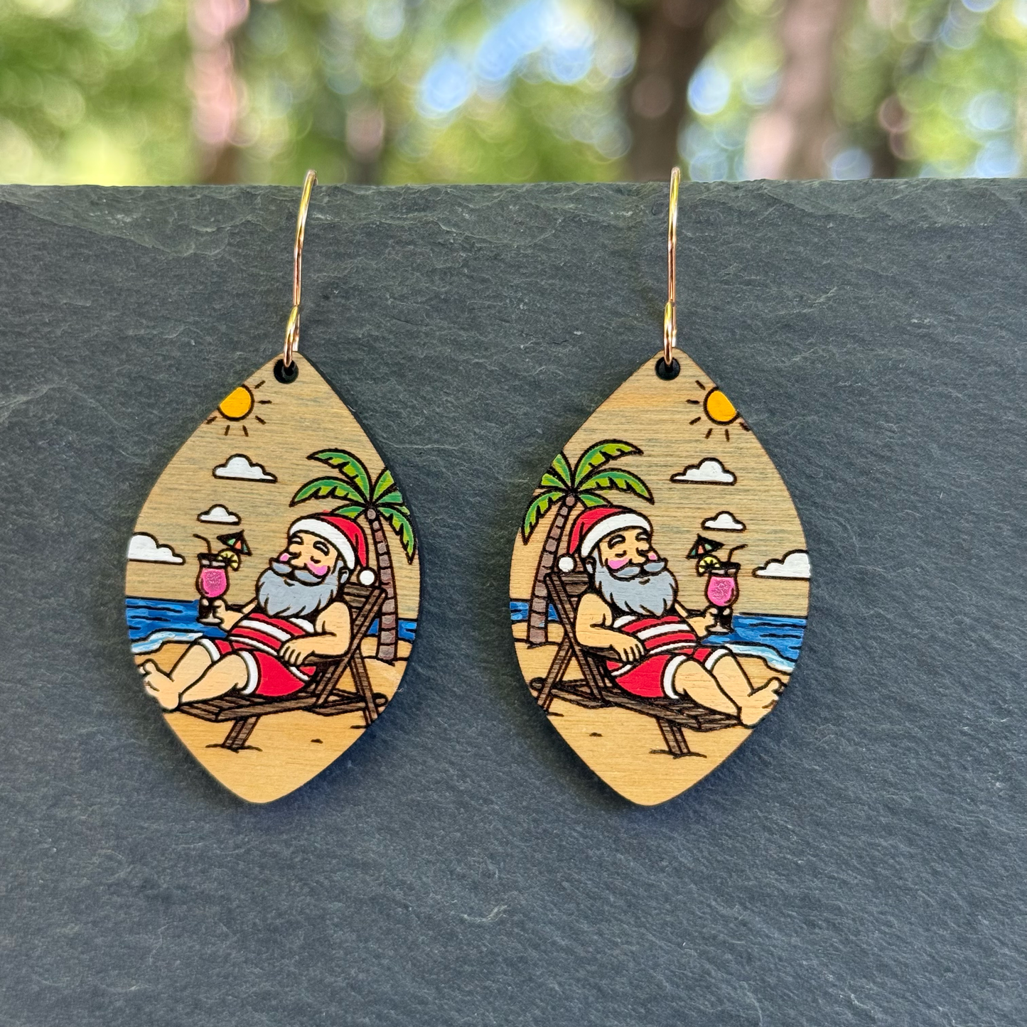 Beach Santa Drop Dangle Earrings