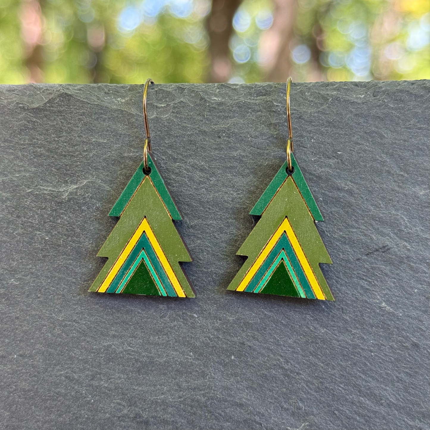 Christmas Triangle Tree Drop Dangle Earrings
