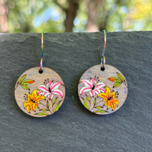 Floral Dial Drop Dangle Earring