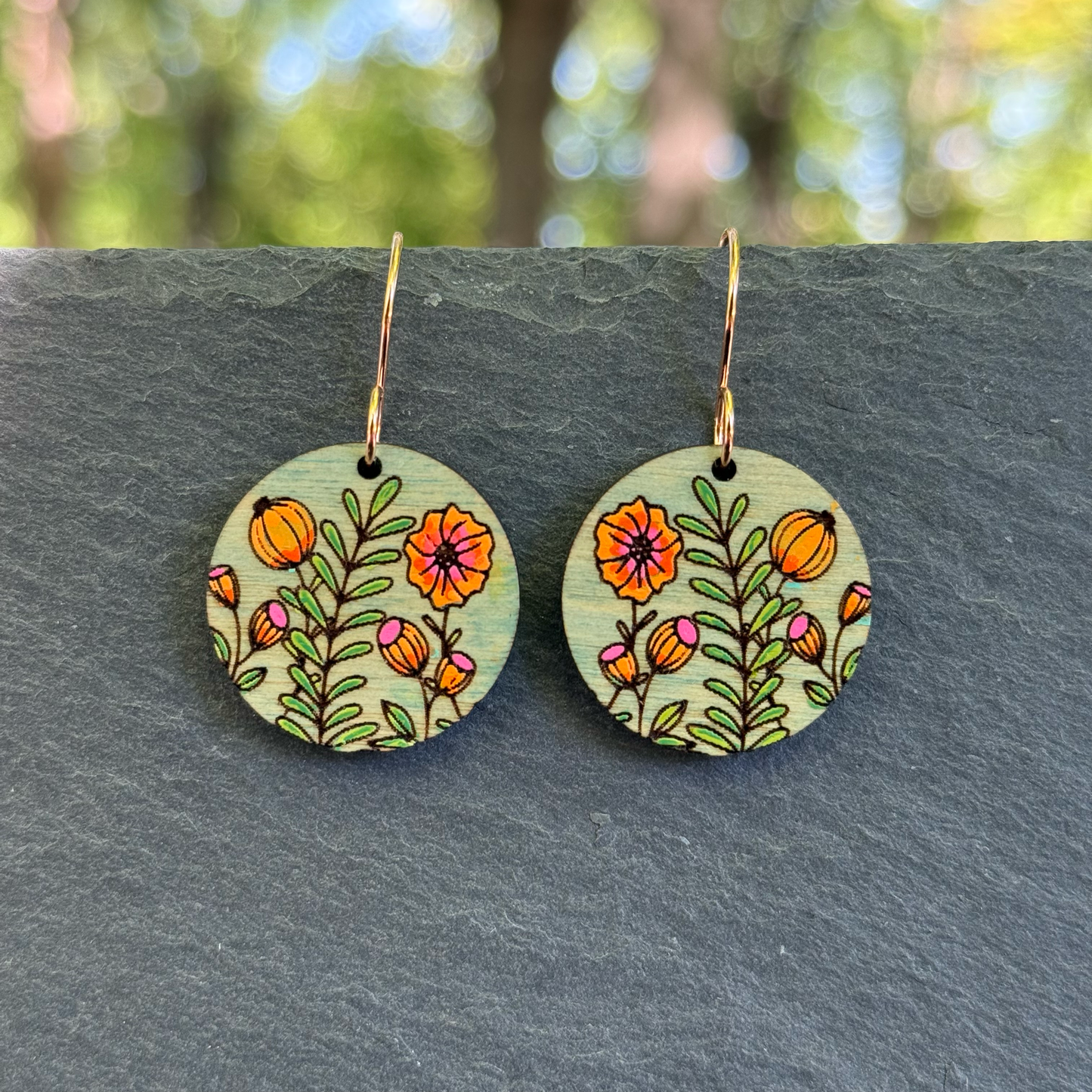 Floral Dial Drop Dangle Earring