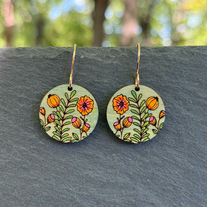 Floral Dial Drop Dangle Earring