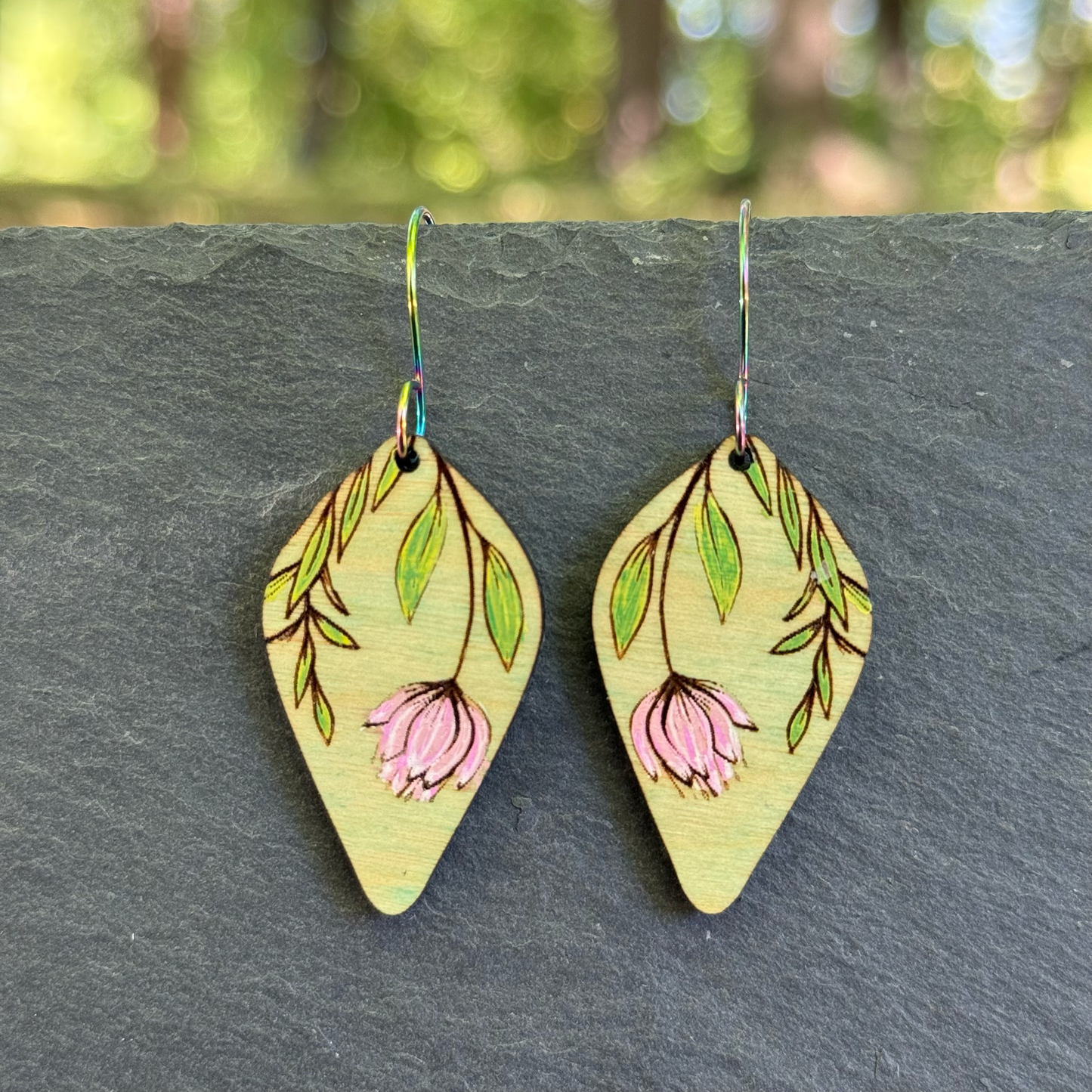 Floral UpsideDown Teardrop Drop Dangle Earring