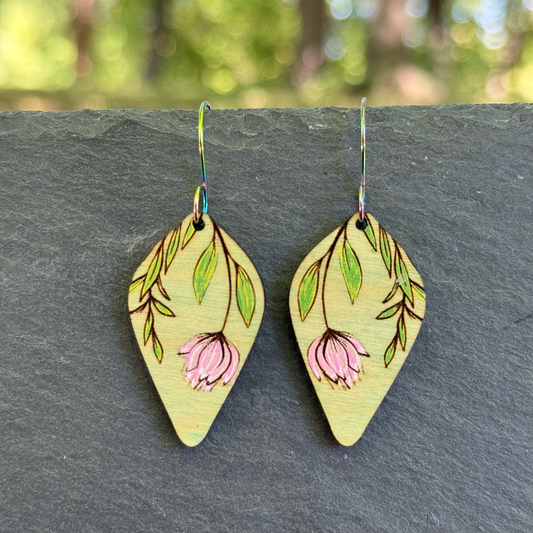 Floral UpsideDown Teardrop Drop Dangle Earring