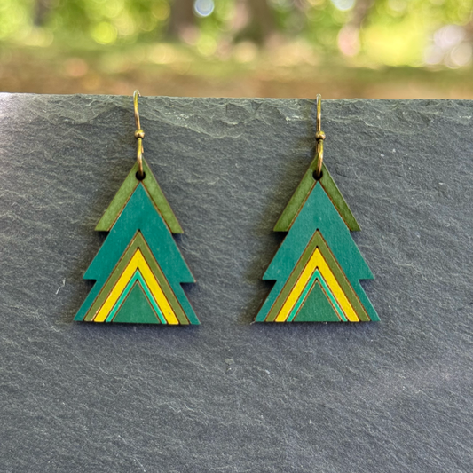 Christmas Triangle Tree Drop Dangle Earrings