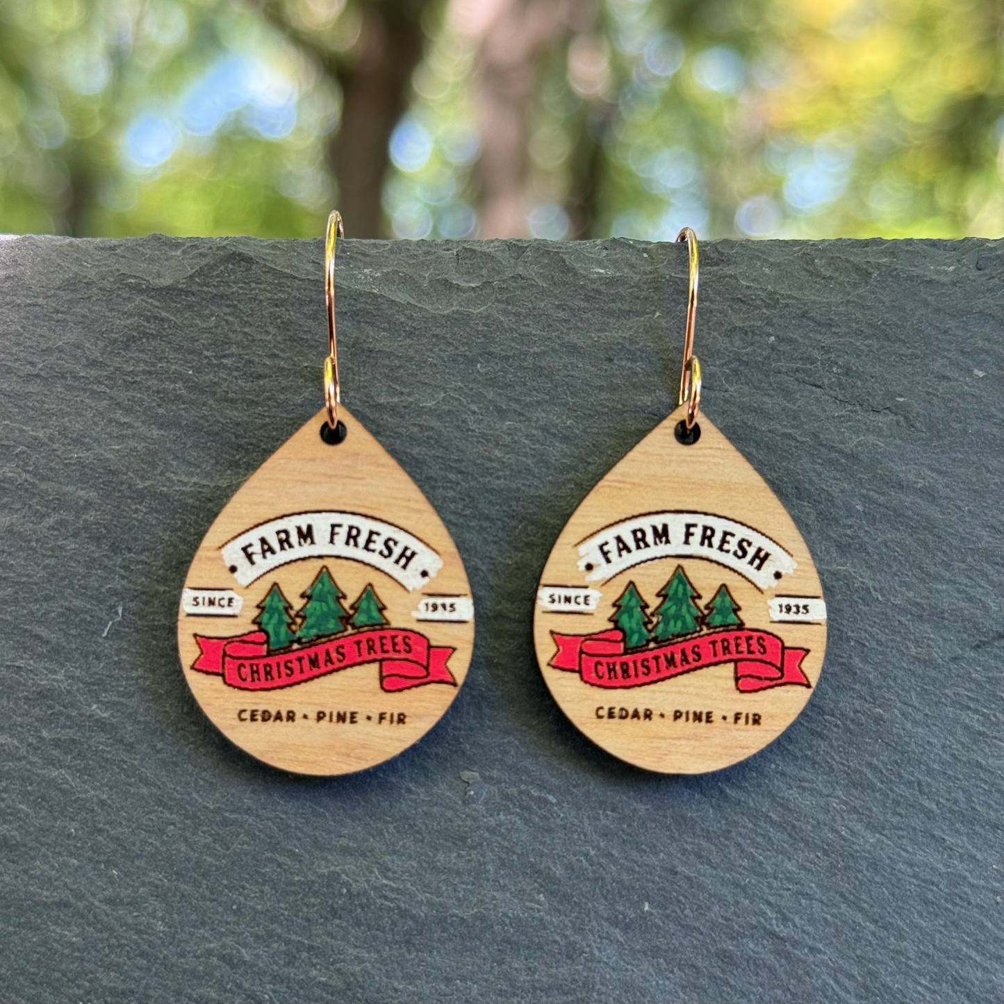 Farm Fresh Christmas Trees Drop Dangle Earrings
