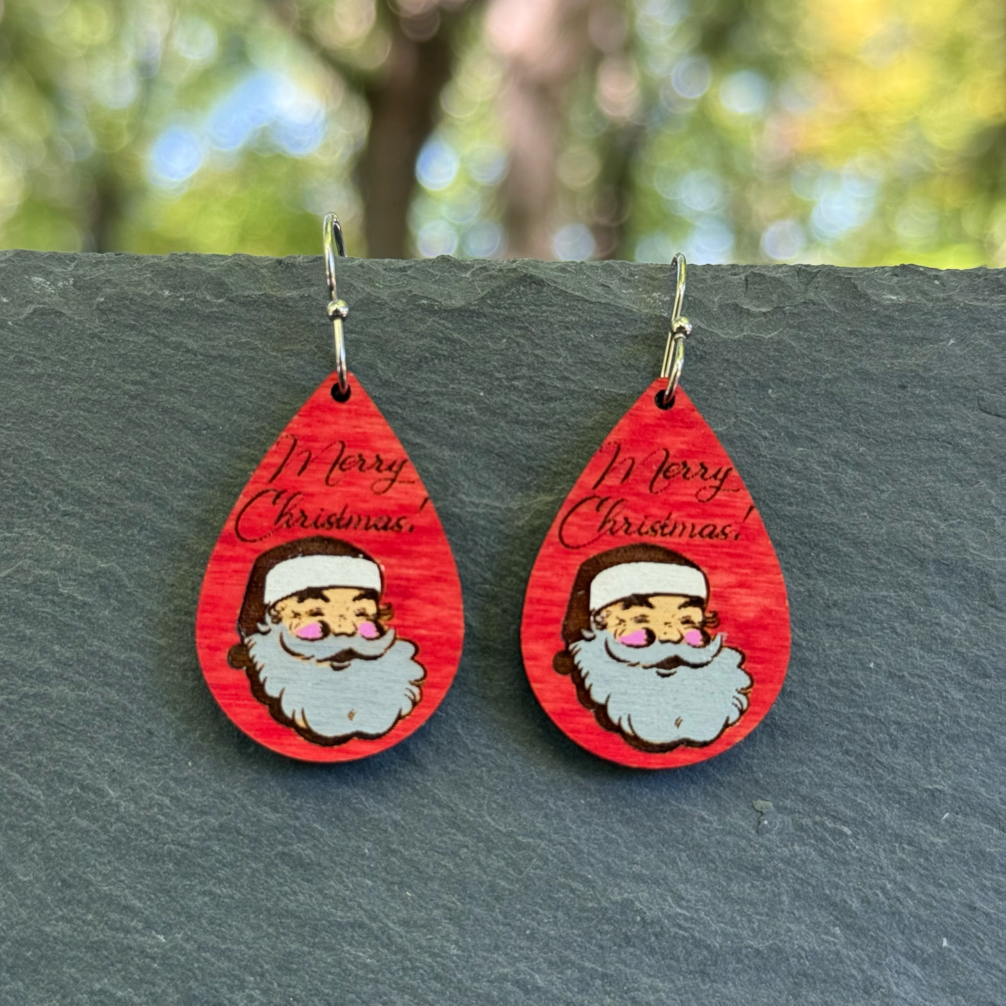 Santa Teardrop Drop Dangle Earrings