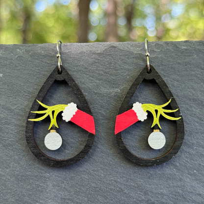 Grinch Hand Drop Dangle Earrings