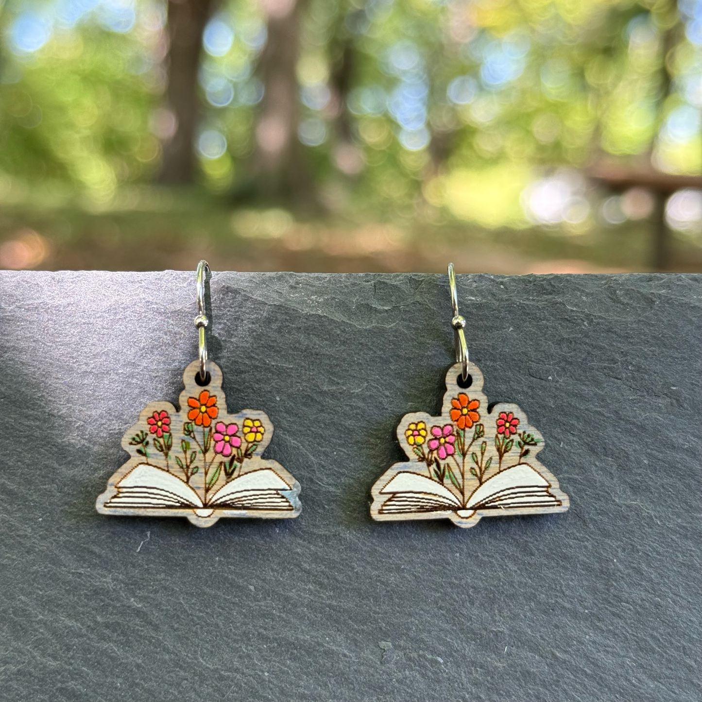 Flowers from Books Drop Dangle Earrings