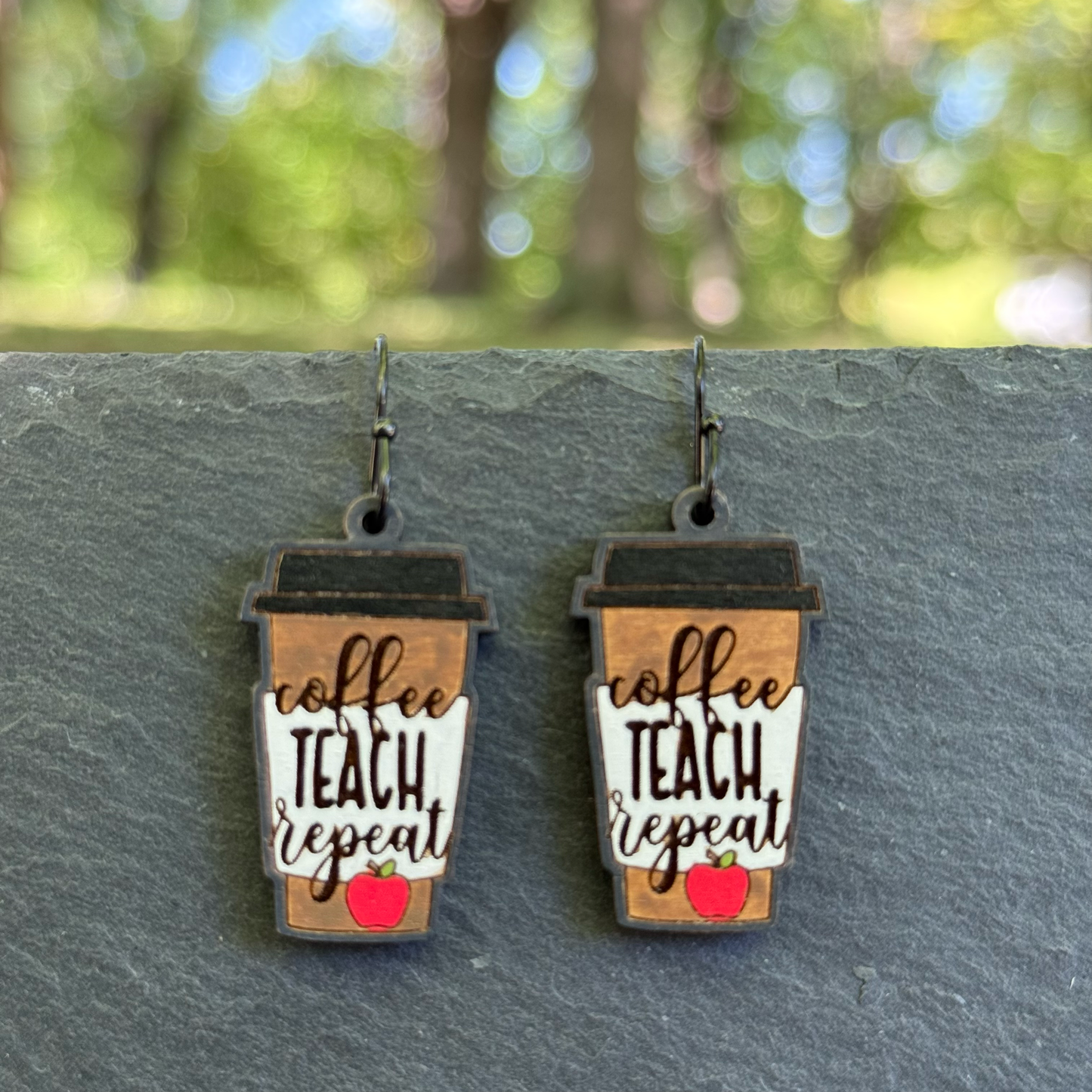 Coffee Teach Repeat Cup Drop Dangle Earrings