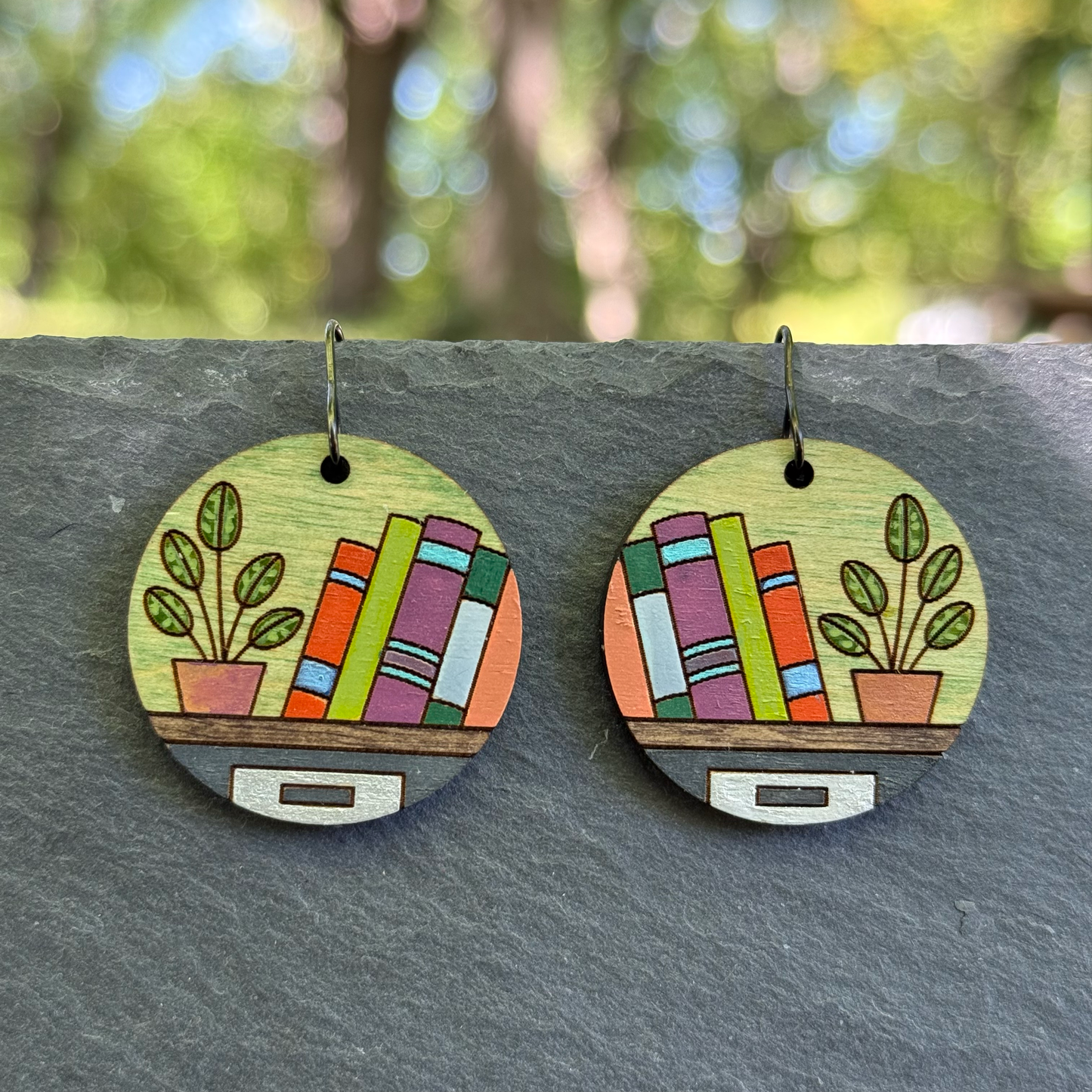 Book Circle Drop Dangle Earrings