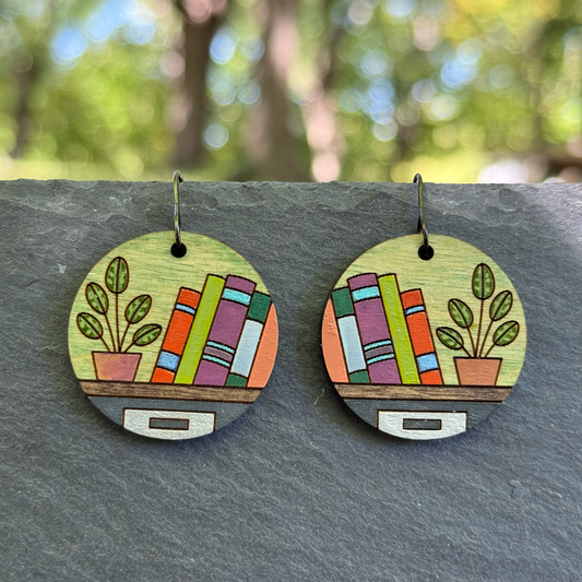 Book Circle Drop Dangle Earrings