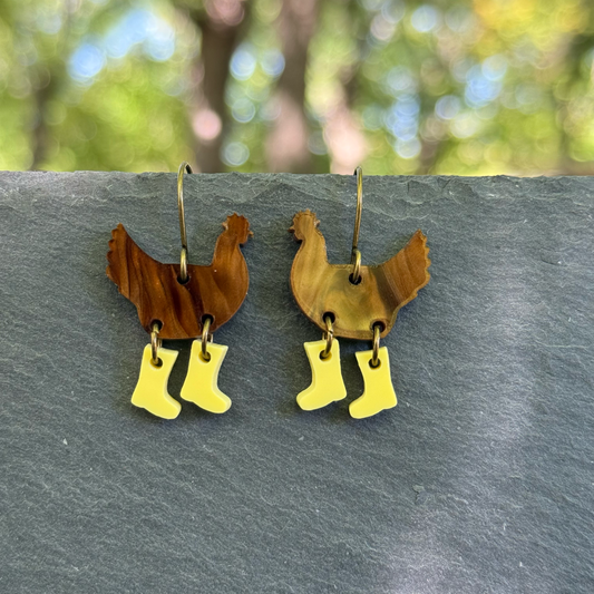 Chicken Boots Acrylic Drop Dangle Earrings