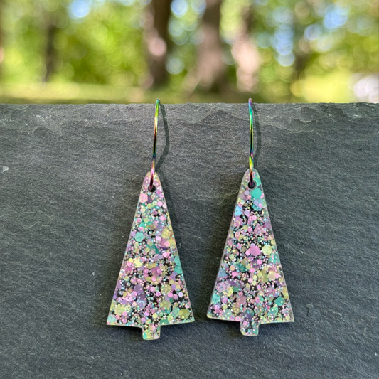 Pastel Tree Acrylic Drop Dangle Earrings