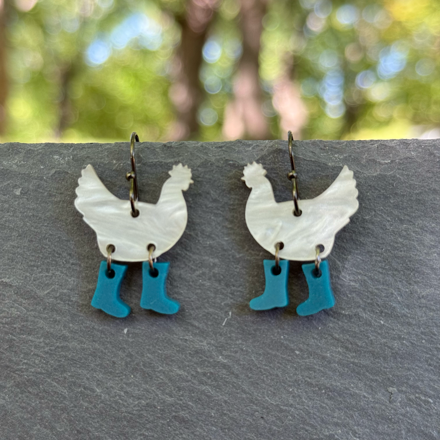 Chicken Boots Acrylic Drop Dangle Earrings