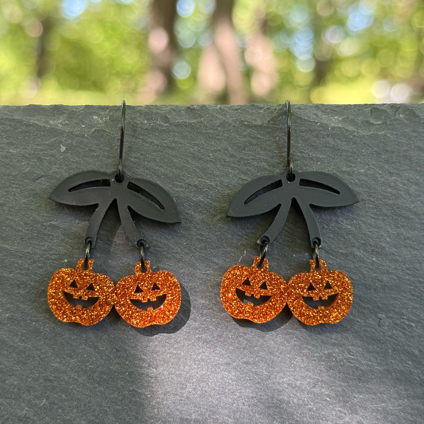 Pair of Jack-O-Lanterns Acrylic Drop Dangle Earrings
