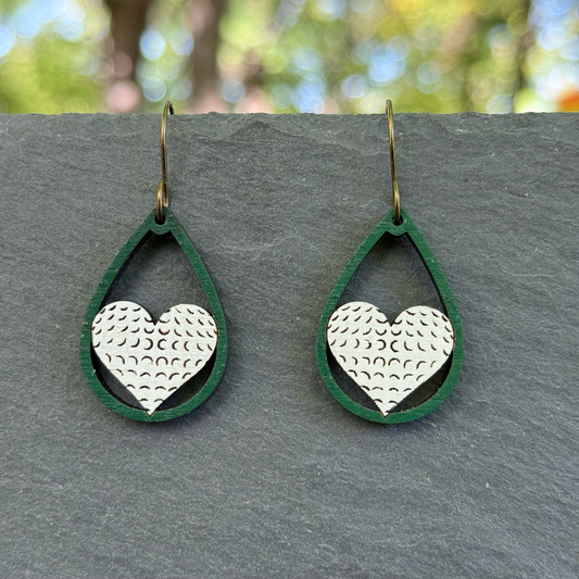 Golf Teardrop Heart Drop Dangle Earrings