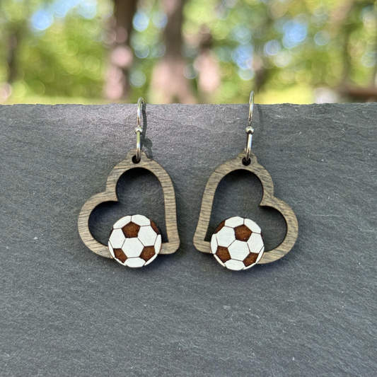 Soccer Heart Drop Dangle Earrings
