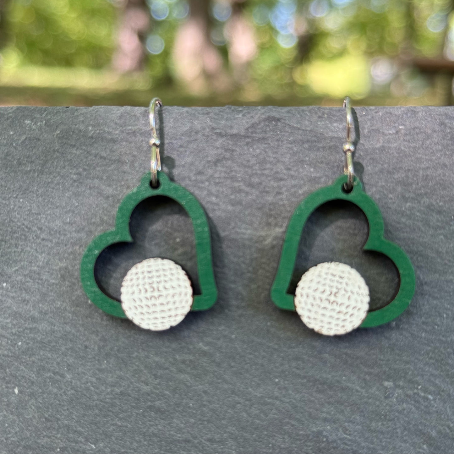 Golf Heart Drop Dangle Earrings