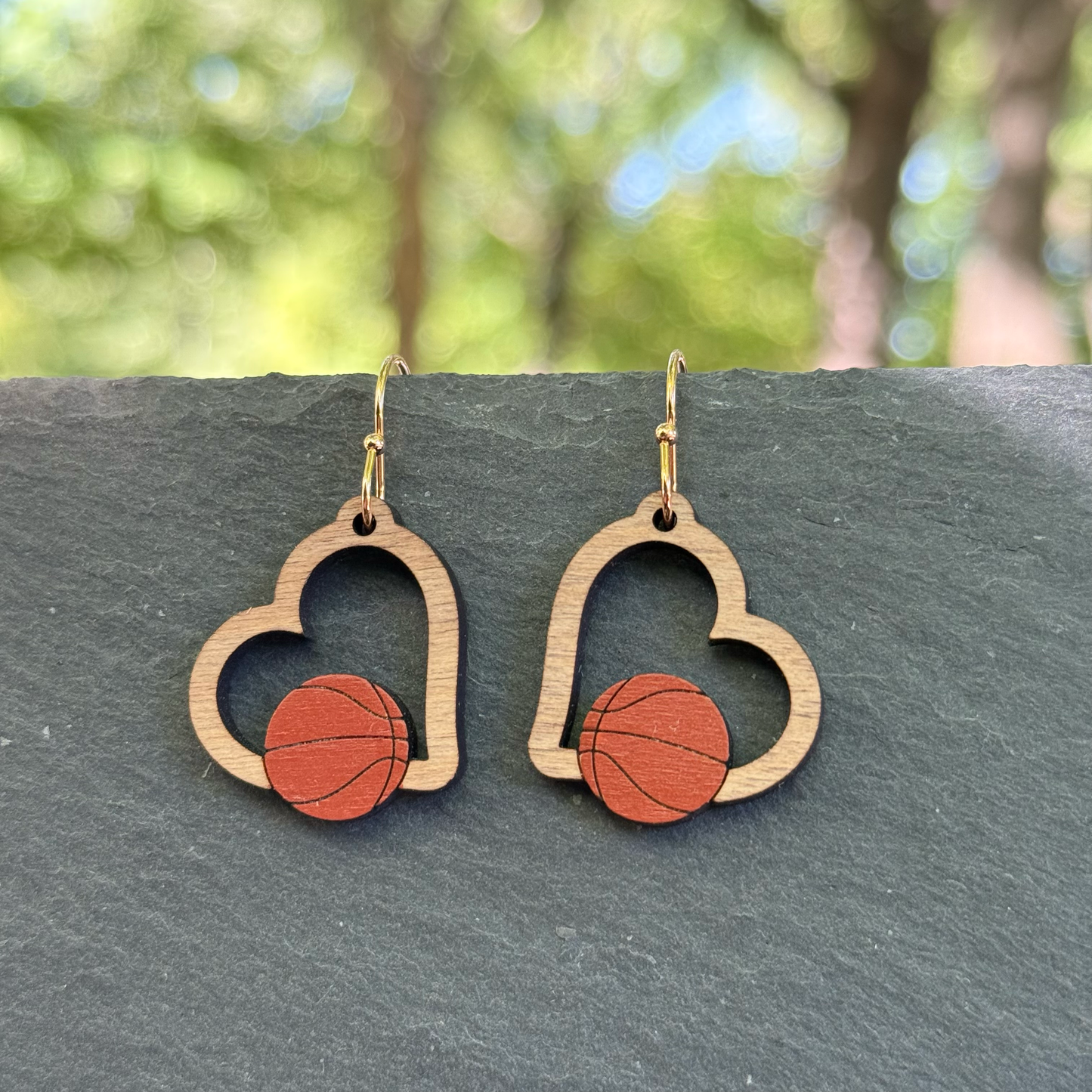 Basketball Heart Drop Dangle Earrings