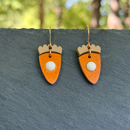 3D Pumpkin Pie Slice Drop Dangle Earrings