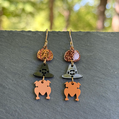 Thanksgiving Trio Acrylic Drop Dangle Earrings