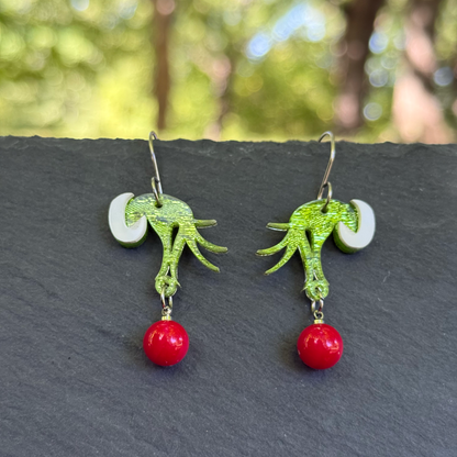 Grinch Hand Drop Ornament Acrylic Drop Dangle Earrings