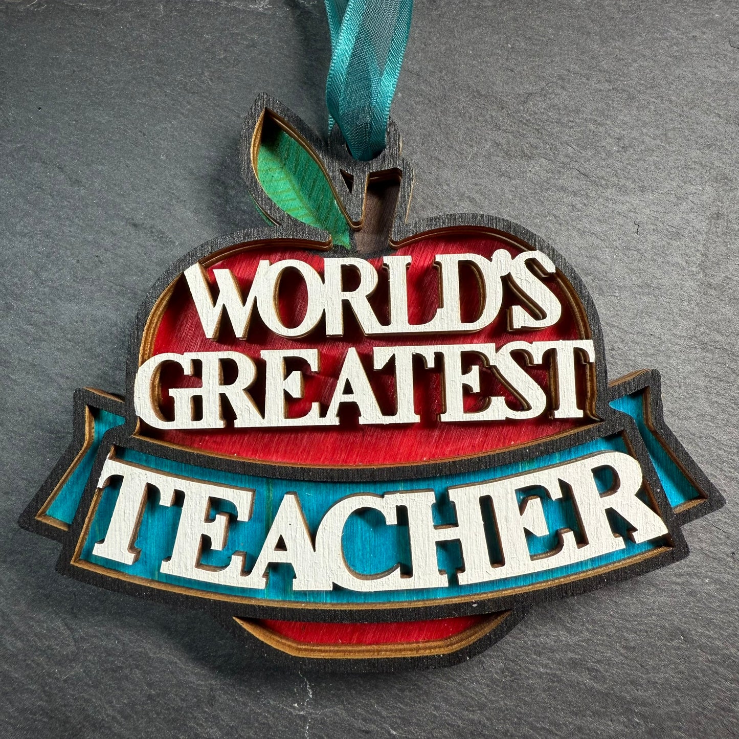 World's Greatest Teacher Layered Wood Ornament