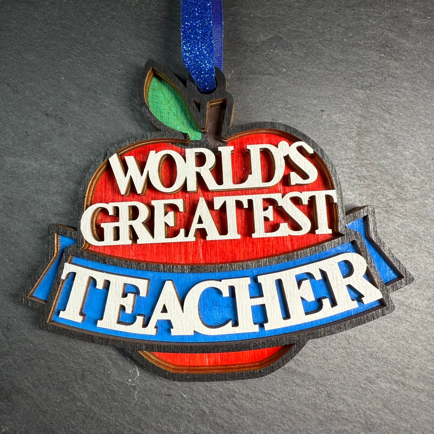 World's Greatest Teacher Layered Wood Ornament
